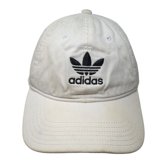 Adidas Slideback Baseball Cap White One Size Adjustable Embroidered 3 Stripes - Picture 1 of 9